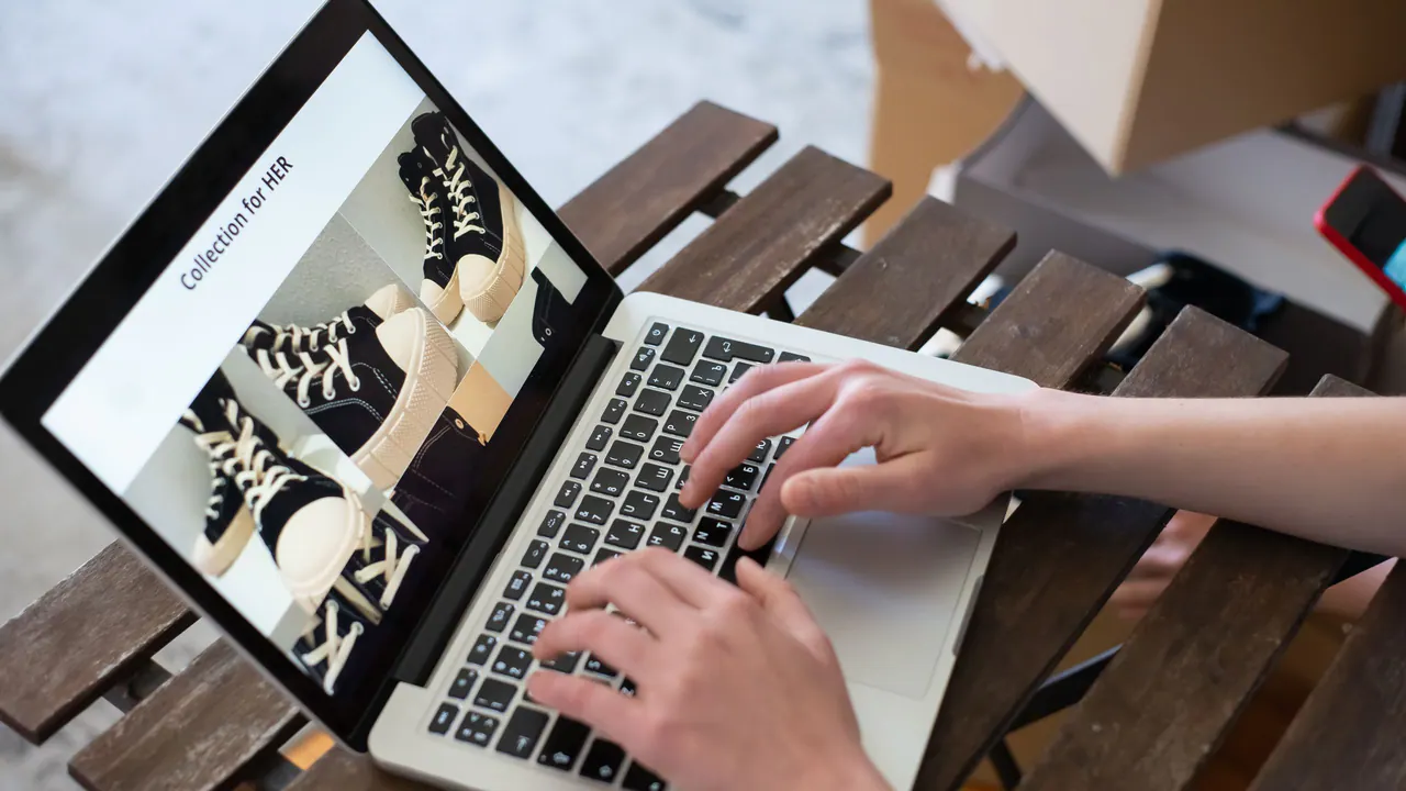 Online shopping on a laptop