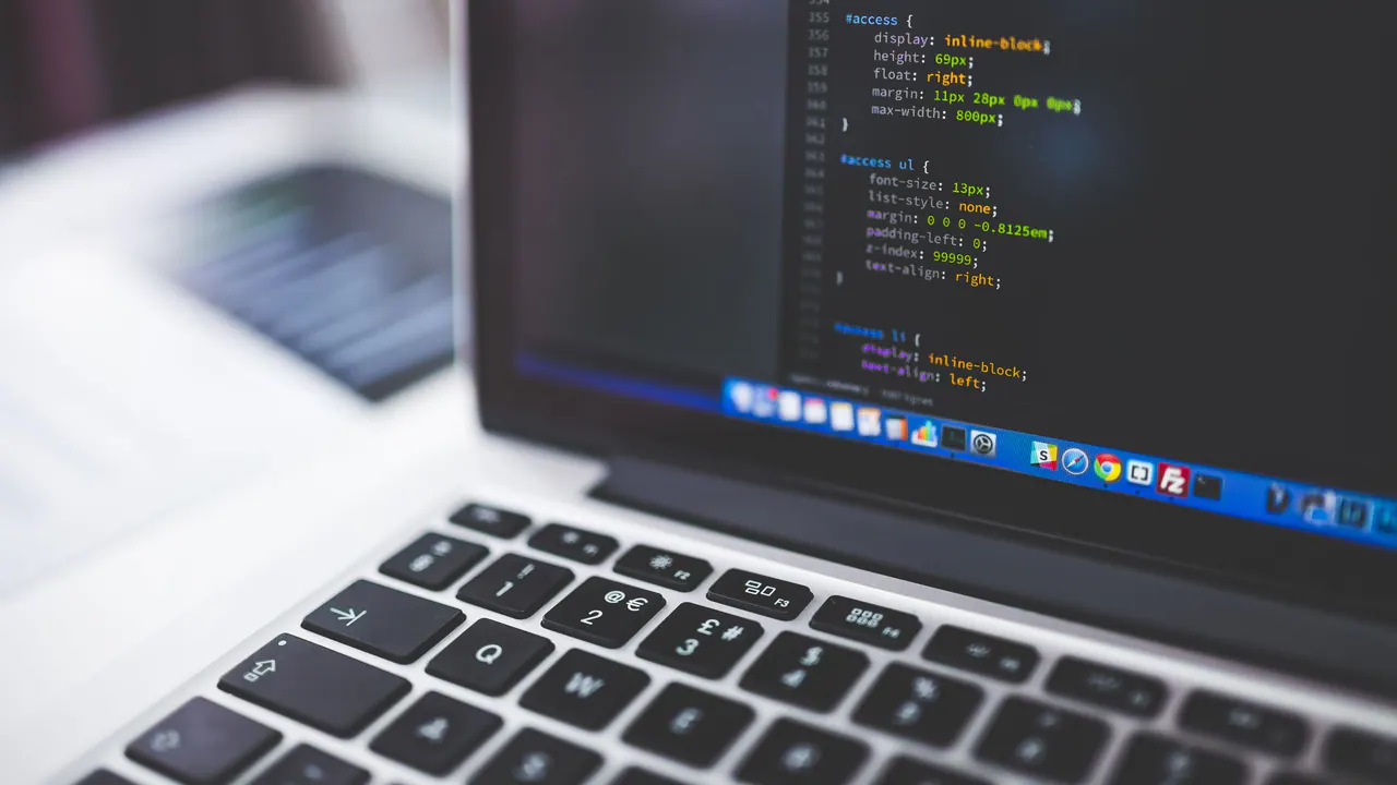 Website code on a laptop screen