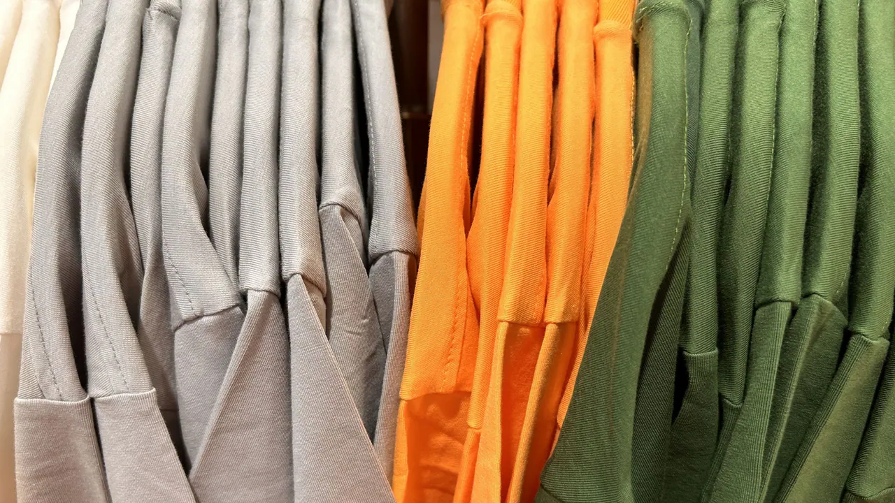 Custom printed t-shirts on display
