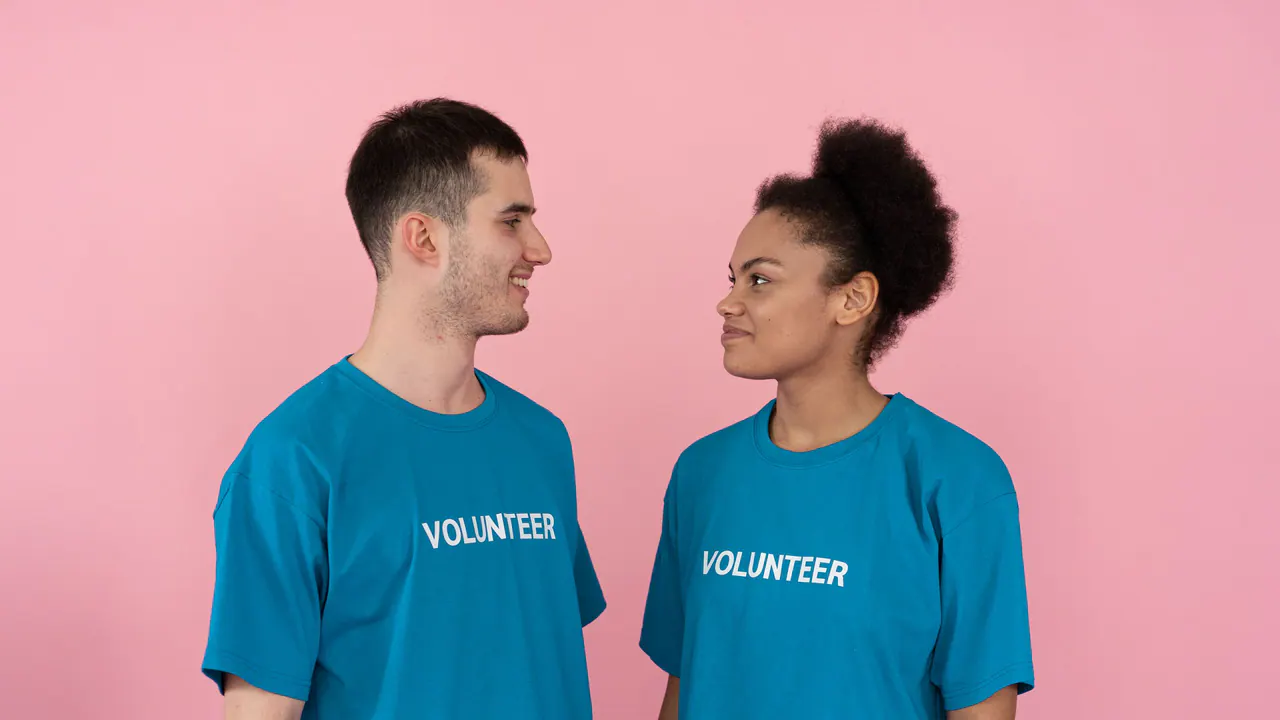 School event volunteers in matching t-shirts