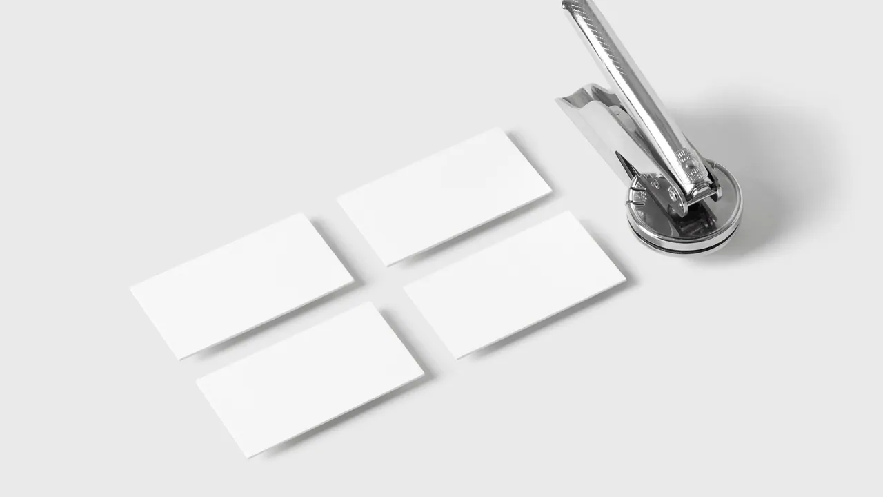 Embossed business cards on a desk